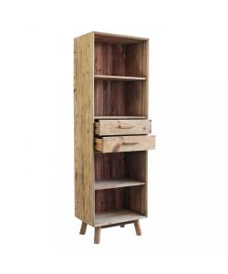 Cosma Libreria Collin - 2 cassetti 4 ripiani in pino riciclato marrone 60x40x190 cm