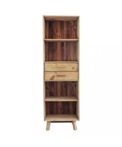 Cosma Libreria Collin - 2 cassetti 4 ripiani in pino riciclato marrone 60x40x190 cm