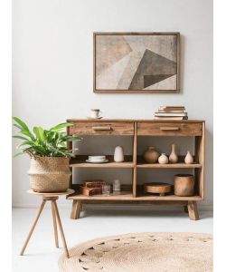 Cosma Mobile Soggiorno Basso Marrone in Pino Riciclato 117,8x40x85 cm
