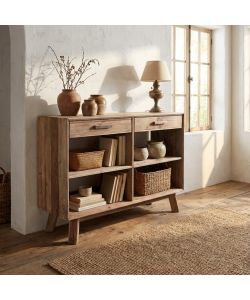Cosma Mobile Soggiorno Basso Marrone in Pino Riciclato 117,8x40x85 cm