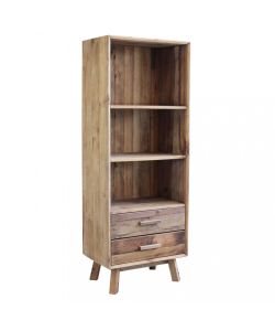 Cosma Libreria Rustica 3 Ripiani 2 Cassetti Pino Marrone 60x40x160 cm