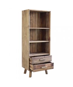 Cosma Libreria Rustica 3 Ripiani 2 Cassetti Pino Marrone 60x40x160 cm