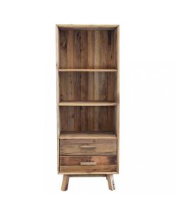 Cosma Libreria Rustica 3 Ripiani 2 Cassetti Pino Marrone 60x40x160 cm