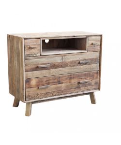 Cosma Cassettiera 4 Cassetti in Legno Pino Riciclato Marrone 110x48x92 cm
