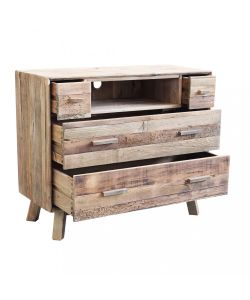 Cosma Cassettiera 4 Cassetti in Legno Pino Riciclato Marrone 110x48x92 cm