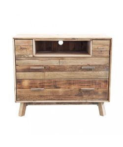 Cosma Cassettiera 4 Cassetti in Legno Pino Riciclato Marrone 110x48x92 cm