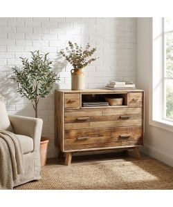 Cosma Cassettiera 4 Cassetti in Legno Pino Riciclato Marrone 110x48x92 cm