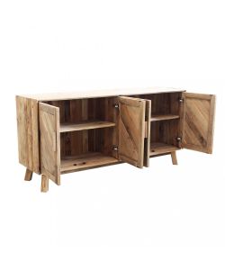 Cosma Credenza Vintage 4 Ante in Legno di Pino Marrone 180x85 cm