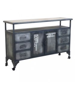 Cosma Mobile Soggiorno in Ferro Antracite 132,5x37,5x82 cm con 6 Cassetti e 2 Ante