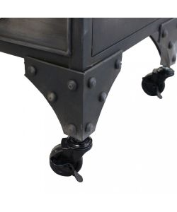 Cosma Mobile Soggiorno in Ferro Antracite 132,5x37,5x82 cm con 6 Cassetti e 2 Ante