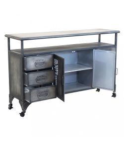 Cosma Mobile Soggiorno in Ferro Antracite 132,5x37,5x82 cm con 6 Cassetti e 2 Ante