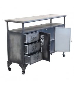 Cosma Mobile Soggiorno in Ferro Antracite 132,5x37,5x82 cm con 6 Cassetti e 2 Ante