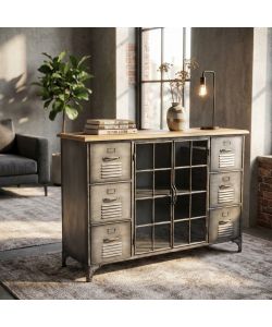 Cosma Mobile Soggiorno in Legno e Acciaio 124,5x40,5x83 cm Antracite