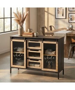 Cosma Mobile Florent in Ferro Antracite 2 Ante 3 Cassetti 108,5x38,5x79