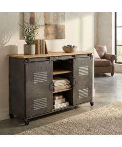 Cosma Mobile Gabriel in Ferro Marrone e Grigio 116x40x77 cm Industrial