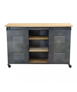 Cosma Mobile Gabriel in Ferro Marrone e Grigio 116x40x77 cm Industrial