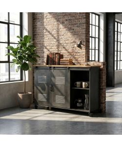Cosma Mobile Gabriel in Ferro Marrone e Grigio 116x40x77 cm Industrial