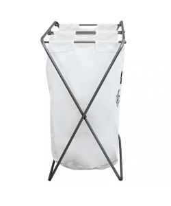 Cosma Porta Biancheria Ferro e Stoffa Bianco 64x43x80,5 cm Stile Industrial