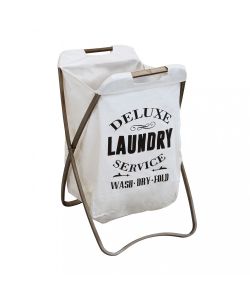 Cosma Porta Biancheria Ferro e Stoffa Gilbert Bianco 40,5x45,5x65 cm
