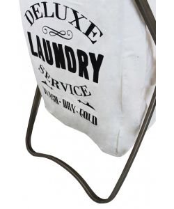 Cosma Porta Biancheria Ferro e Stoffa Gilbert Bianco 40,5x45,5x65 cm