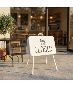 Cosma Cartello in Ferro Bianco Open Closed Vintage 60x53 cm