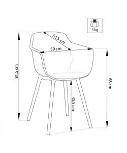 Cosma Poltrona Vannes Taupe in Plastica con Braccioli 49x48,5x81,5 cm