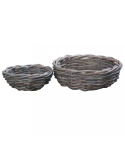 Cosma Set 2 Cesti Vimini Grigio diam. 58x20cm - Contenitori Decorativi