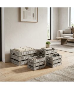 Cosma Set 4 Cassette in Legno Grigio Paulownia