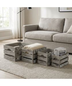 Cosma Set 4 Cassette in Legno Grigio Paulownia