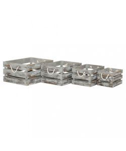 Cosma Set 4 Cassette Legno Paulownia Grigio - Contenitori Stile Industrial