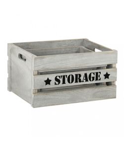 Cosma Set 3 Cassette Legno Paulownia Grigio 40x31x22cm Stile Industriale
