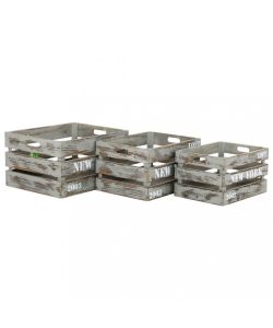 Cosma Set 3 Cassette Legno Paulownia Grigio 40x31x22 cm