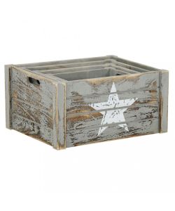 Cosma Set 4 Cassette in Legno Grigio Paulownia 41x31x20cm - Decorate il Tuo Spazio