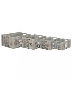 Cosma Set 4 Cassette in Legno Grigio Paulownia 41x31x20cm - Decorate il Tuo Spazio