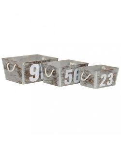 Cosma Set 3 Cassette Legno Paulownia Grigio Dimensioni Variabili