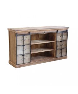 Cosma Mobile Soggiorno Stile Industriale in Legno e Vetro 147,5x39 cm Marrone