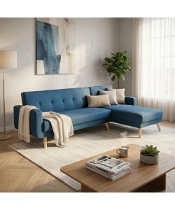Cosma Divano Letto Arthur Blu Melange con Struttura in Acciaio e Legno