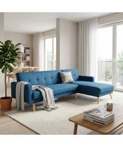 Cosma Divano Letto Arthur Blu Melange con Struttura in Acciaio e Legno