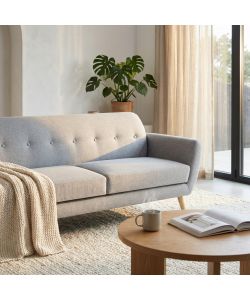 Cosma Divano 3 Posti Burton Grigio Chiaro in Tessuto 193x79x86 cm