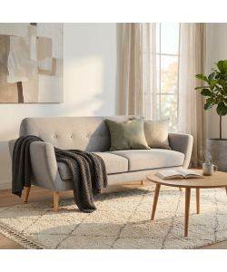 Cosma Divano 3 Posti Burton Grigio Chiaro in Tessuto 193x79x86 cm