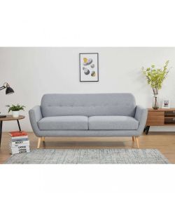 Cosma Divano 3 Posti Burton Grigio Chiaro in Tessuto 193x79x86 cm