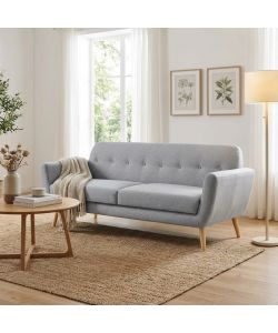 Cosma Divano 3 Posti Burton Grigio Chiaro in Tessuto 193x79x86 cm