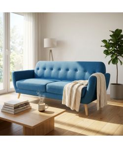 Cosma Divano 3 Posti Burton Blu 193x79x86 cm Tessuto Moderno Soggiorno