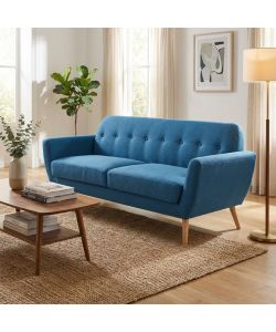 Cosma Divano 3 Posti Burton Blu 193x79x86 cm Tessuto Moderno Soggiorno