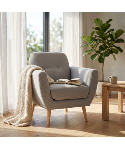 Cosma Poltrona Burton Grigio Chiaro in Tessuto 84x79x86 cm Moderna
