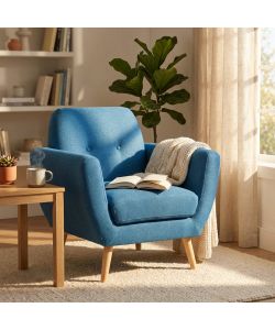 Cosma Poltrona Burton Blu in Tessuto 84x79x86 cm con Braccioli
