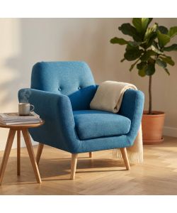 Cosma Poltrona Burton Blu in Tessuto 84x79x86 cm con Braccioli