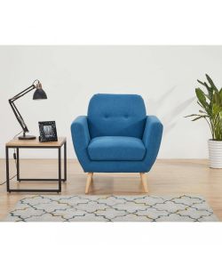 Cosma Poltrona Burton Blu in Tessuto 84x79x86 cm con Braccioli