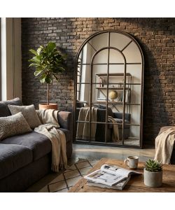 Cosma Specchio Decorativo in Ferro Grigio 80,5x4x127 cm Design Moderno