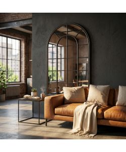 Cosma Specchio Decorativo in Ferro Grigio 80,5x4x127 cm Design Moderno